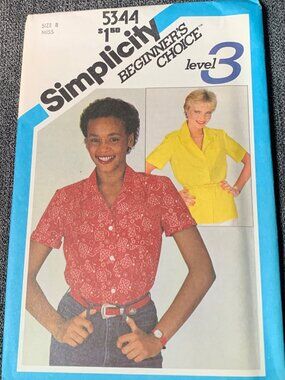 Simplicity Misses Shirt Sewing Pattern Size 8 5344 Uncut